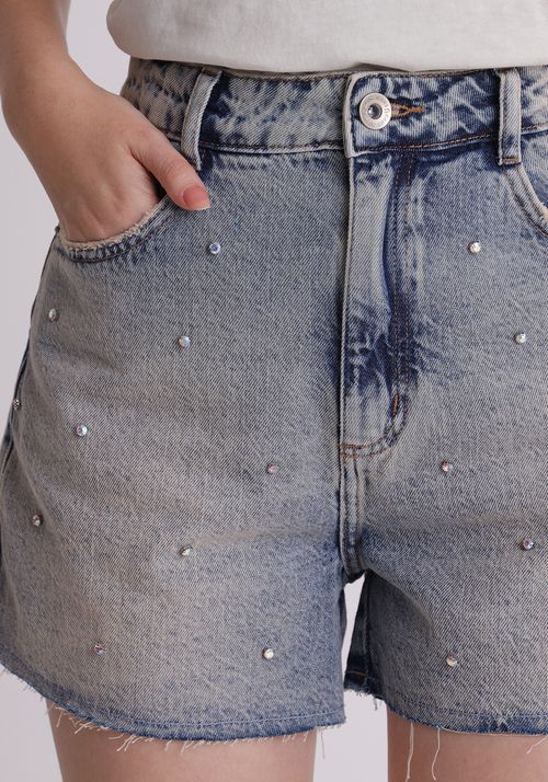 Short jeans com chaton