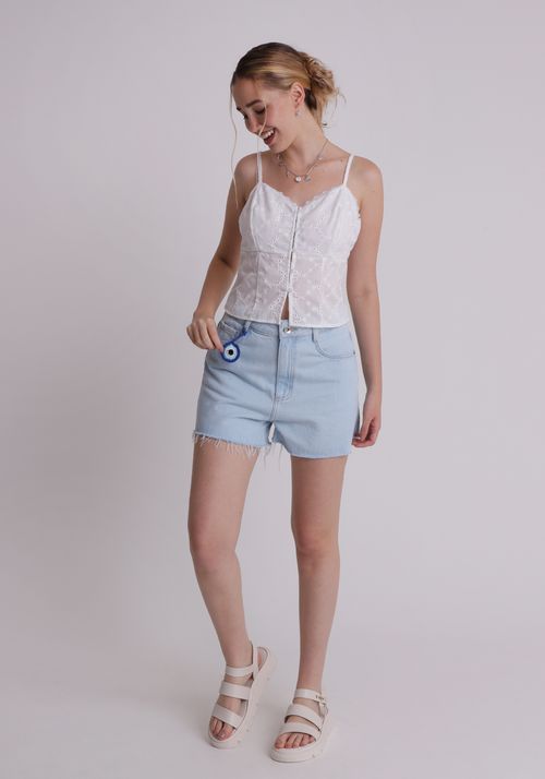 Short jeans olho grego