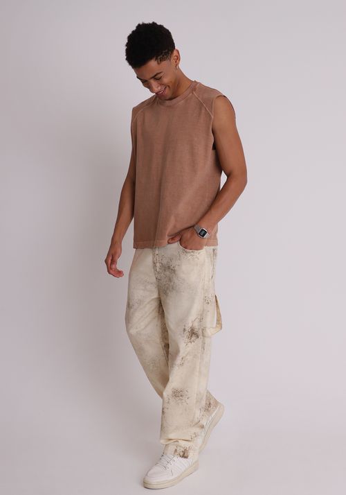 Calça de sarja estampada