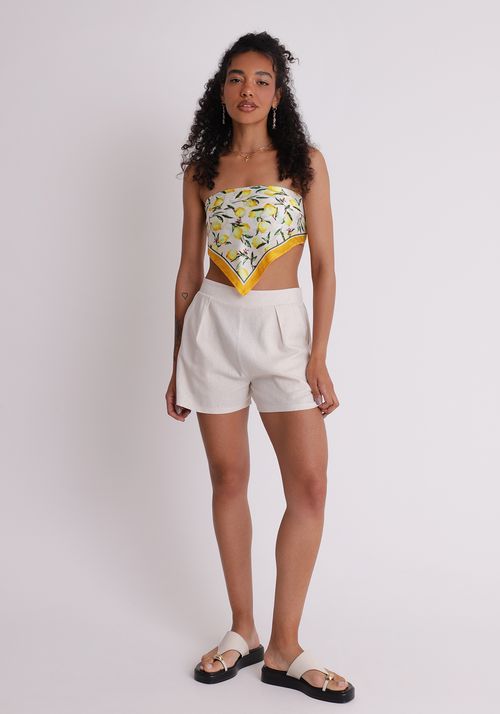 Short linho com fenda