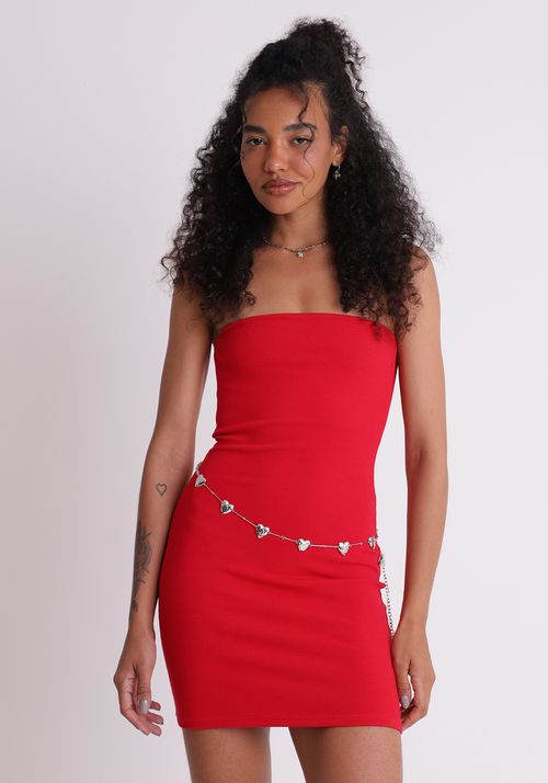 Vestido canelado sem alça