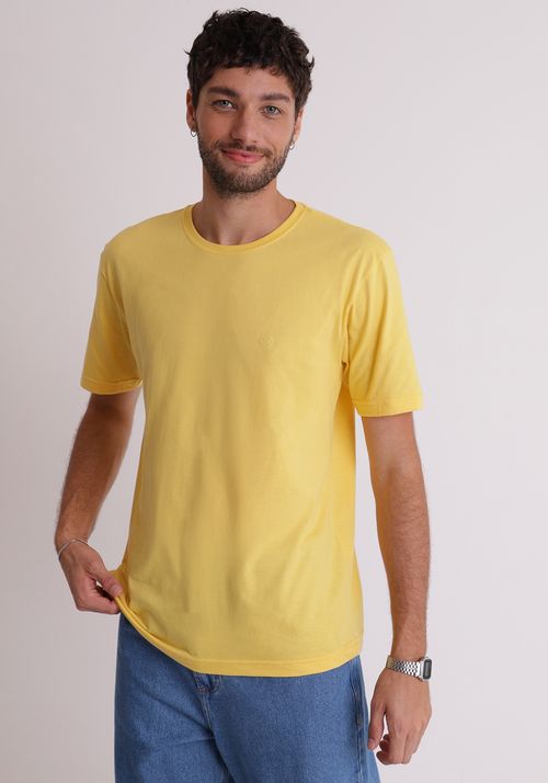 Camiseta básica gola redonda amarela