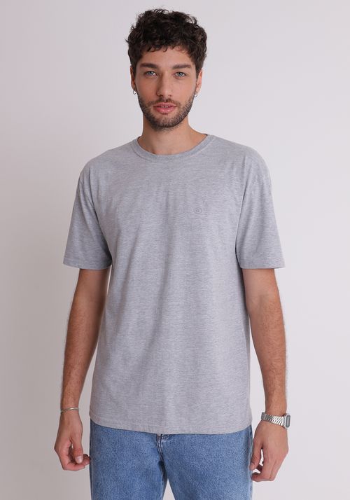 Camiseta básica gola redonda cinza