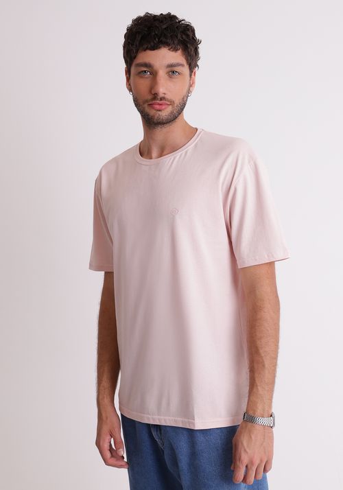 Camiseta básica gola redonda rosa lótus