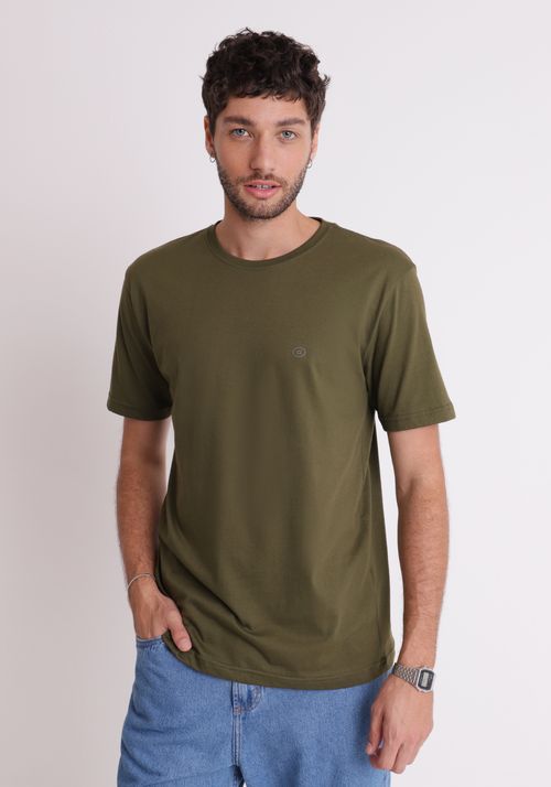 Camiseta básica gola redonda verde oliva