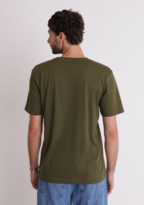 Camiseta básica gola redonda verde oliva