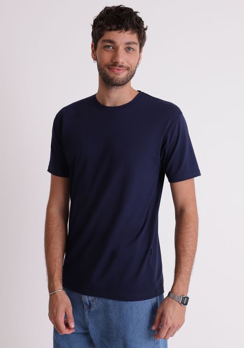 Camiseta básica cotton azul marinho