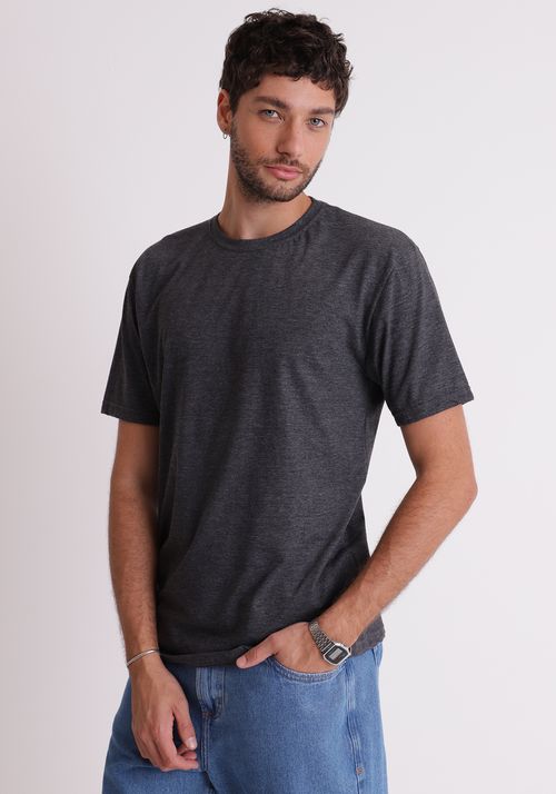 Camiseta básica gola redonda mescla chumbo