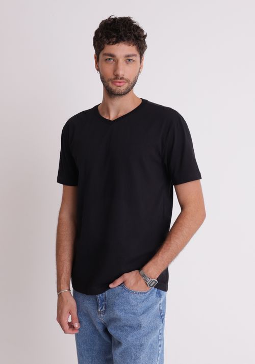 Camiseta básica decote v preta