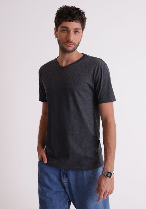 Camiseta básica gola v slim fit chumbo meScla